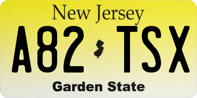 NJ license plate A82TSX