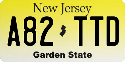 NJ license plate A82TTD