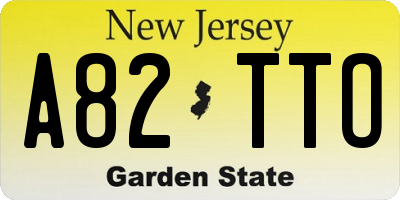NJ license plate A82TTO