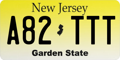 NJ license plate A82TTT