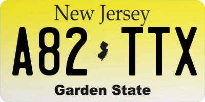 NJ license plate A82TTX