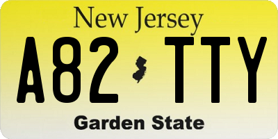 NJ license plate A82TTY