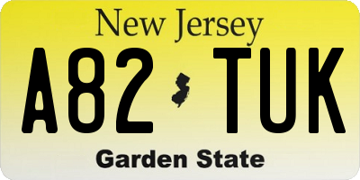 NJ license plate A82TUK