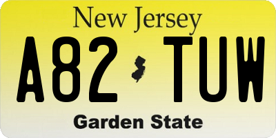 NJ license plate A82TUW