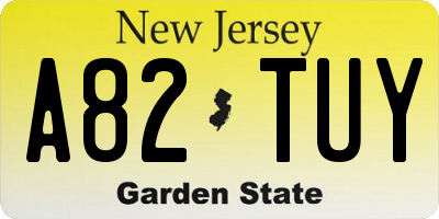 NJ license plate A82TUY