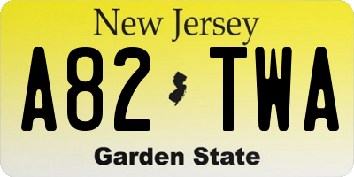 NJ license plate A82TWA