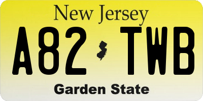 NJ license plate A82TWB