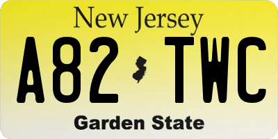 NJ license plate A82TWC