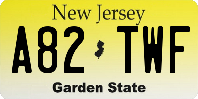 NJ license plate A82TWF