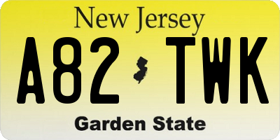 NJ license plate A82TWK