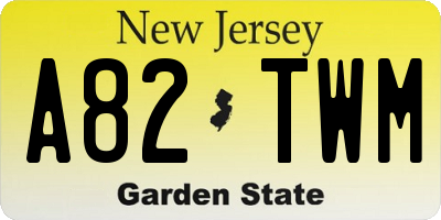 NJ license plate A82TWM