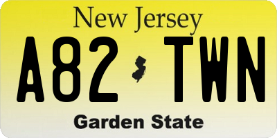 NJ license plate A82TWN