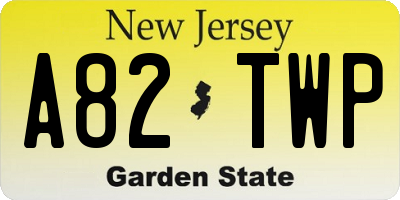 NJ license plate A82TWP
