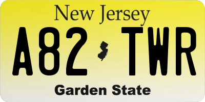 NJ license plate A82TWR
