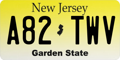 NJ license plate A82TWV