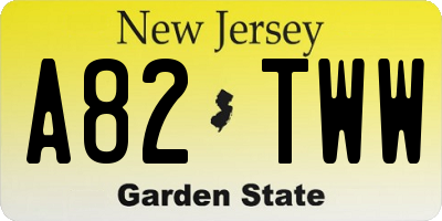 NJ license plate A82TWW