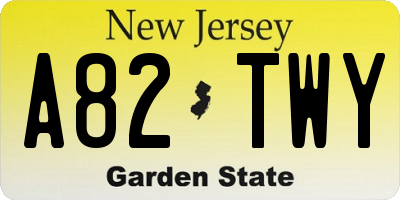 NJ license plate A82TWY