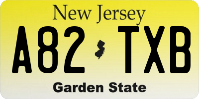 NJ license plate A82TXB