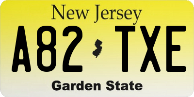 NJ license plate A82TXE
