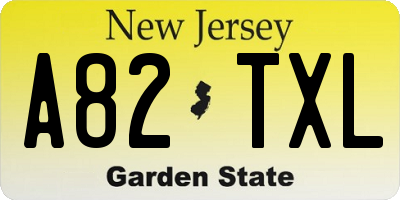 NJ license plate A82TXL