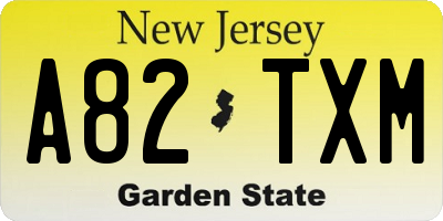 NJ license plate A82TXM