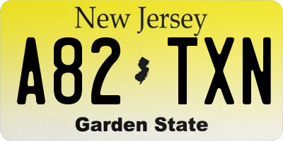 NJ license plate A82TXN