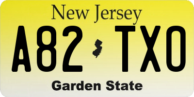 NJ license plate A82TXO