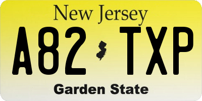 NJ license plate A82TXP