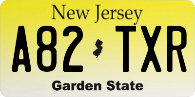 NJ license plate A82TXR