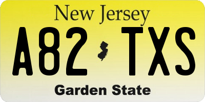 NJ license plate A82TXS