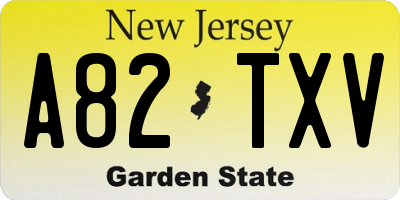 NJ license plate A82TXV