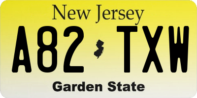 NJ license plate A82TXW