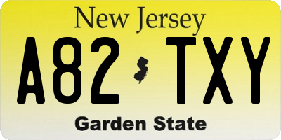 NJ license plate A82TXY