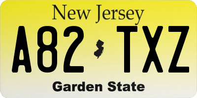 NJ license plate A82TXZ