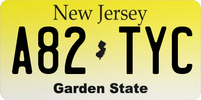NJ license plate A82TYC