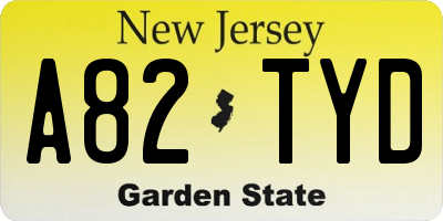 NJ license plate A82TYD