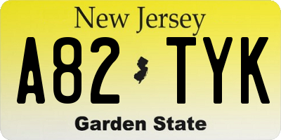 NJ license plate A82TYK