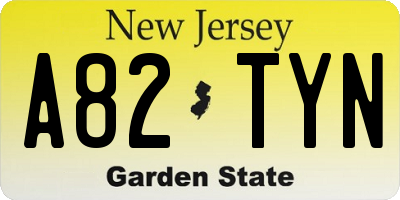 NJ license plate A82TYN