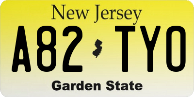 NJ license plate A82TYO