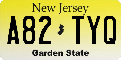 NJ license plate A82TYQ