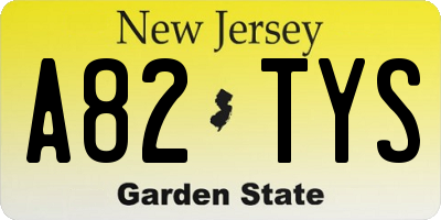 NJ license plate A82TYS