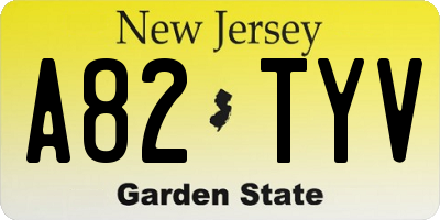 NJ license plate A82TYV