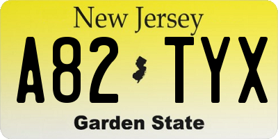 NJ license plate A82TYX