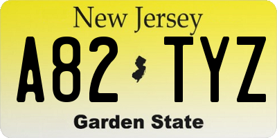NJ license plate A82TYZ