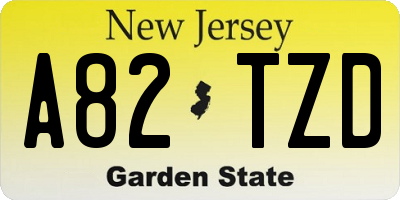 NJ license plate A82TZD
