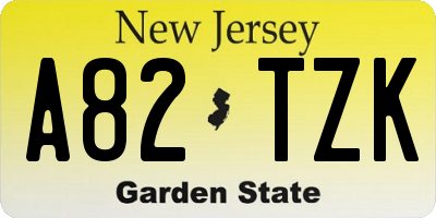 NJ license plate A82TZK