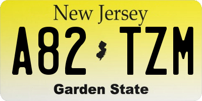 NJ license plate A82TZM