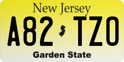 NJ license plate A82TZO