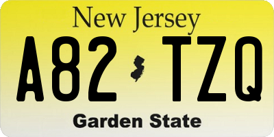 NJ license plate A82TZQ