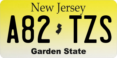 NJ license plate A82TZS